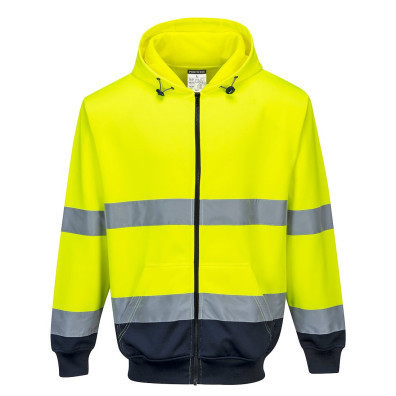 Hi Vis Contrast Zipped Hoodie